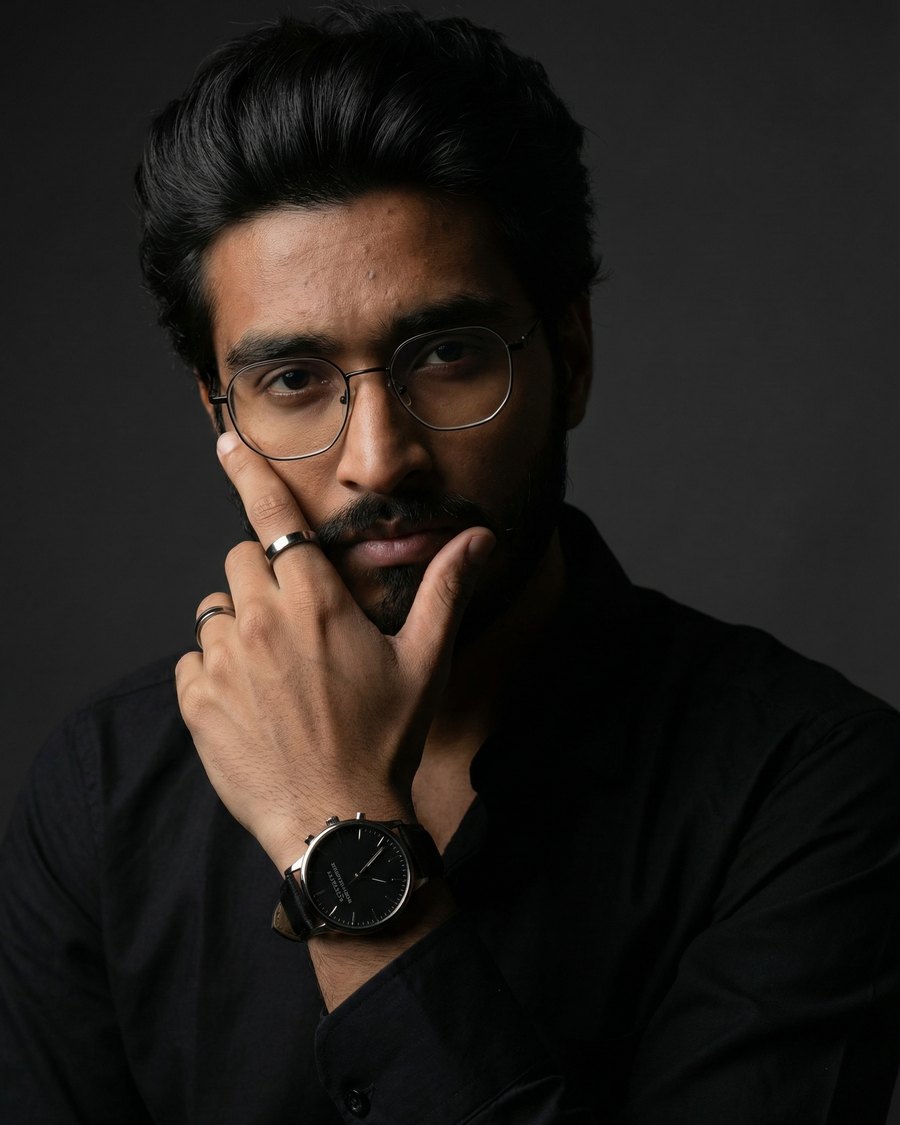 Portrait of Himanshu Narwaria in a black shirt against a dark background.