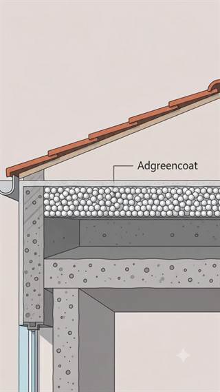 An animated cross-section of a roof build-up with labelled layers.