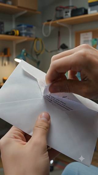 A second take of hands opening a folded letter.